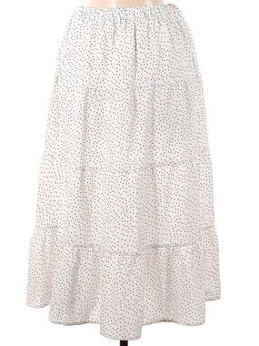 Petal and Pup Tiered Polka Dot Maxi Skirt - White with Navy Dots